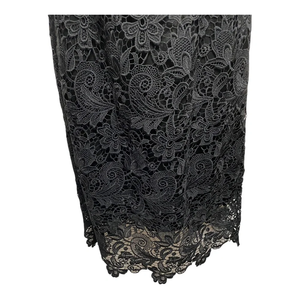 White House Black Market Lace Overlay Sleeveless MIDI Dress Size 2